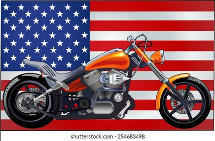 Motorbike and USA flag 