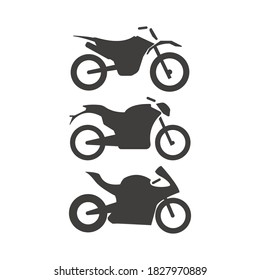 Motorbike vector icon set in black color Illustration
