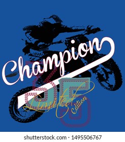motorbike vector illustration typography for patch tee shirt print 