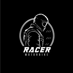 Motorbiker Icon, Motorcycle Biker Emblem, Speed Rider Sign, Motorcycling Logo Template. Vector Illustration.