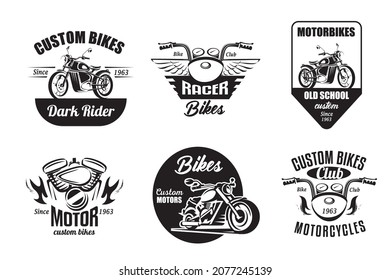 motorbikes emblems and labels set, retro motorcycle collection 