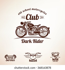 motorbikes emblems and labels set, retro motorcycle