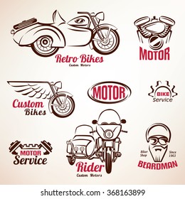 motorbikes emblems and labels set, retro motorcycle