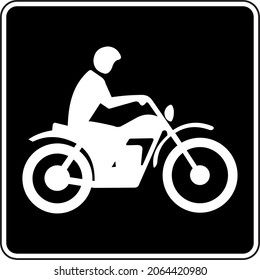 Motorräder passieren Schild, Vektorgrafik mit schwarzer Farbe