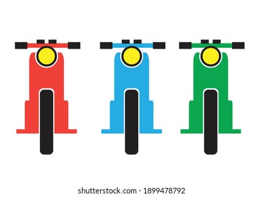 Motorbikes or scooter front view concept. Editable clip art.