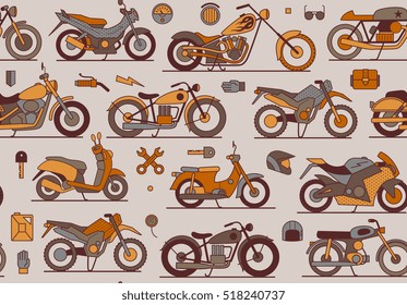 motorbikes seamless pattern, vector illustration