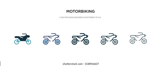 motorbiking icon in different style vector illustration. two colored and black motorbiking vector icons designed in filled, outline, line and stroke style can be used for web, mobile, ui