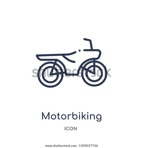 motorbiking icon from\
transport outline collection. Thin line motorbiking icon isolated\
on white\
background.