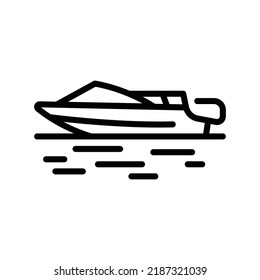 Motorboat black line icon. Water activity. Pictogram for web page.