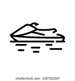 Motorboat black line icon. Water activity. Pictogram for web page.