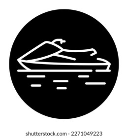 Motorboat black line icon. Water activity. Pictogram for web page.