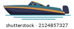 Motorboat icon. Fast speed small river transport