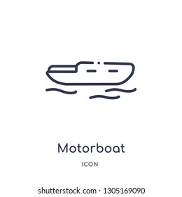 motorboat icon from nautical outline collection. Thin line motorboat icon isolated on white background.