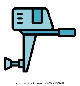 Motorboat icon outline vector. Outboard motor. Engine cruise color flat