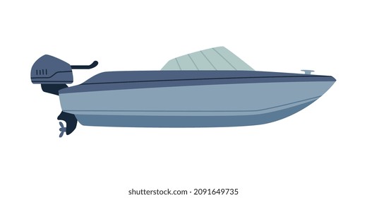 Motorboat or Speedboat as Watercraft or Swimming Water Vessel Vector Illustration