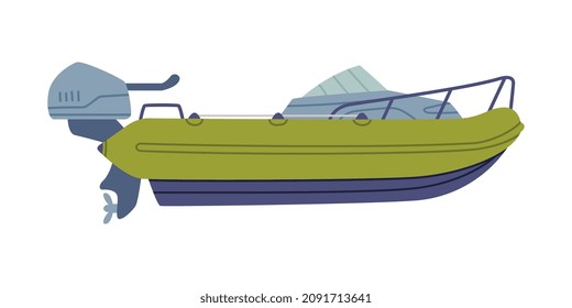 Motorboat or Speedboat as Watercraft or Swimming Water Vessel Vector Illustration