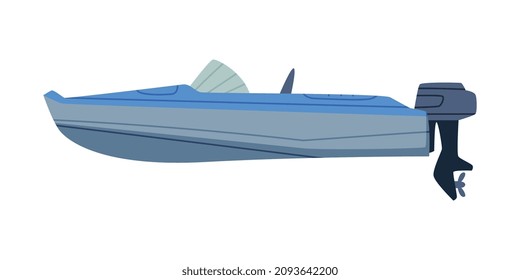 Motorboat or Speedboat as Watercraft or Swimming Water Vessel Vector Illustration