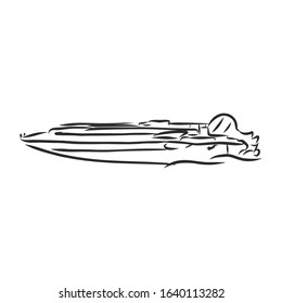 Motorboat. vector sketch illustration sign.