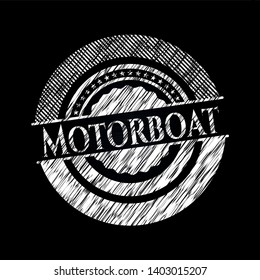 Motorboat written with chalkboard texture. Vector Illustration. Detailed.