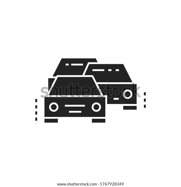 Motorcade glyph black icon. Official state car\
police cars escort. Government person protection. Pictogram for web\
page, mobile app,\
promo.