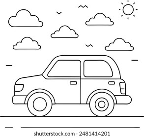 Motorcar Road Scenes Coloring Pages