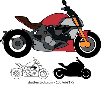 Motocicleta 1 con contorno y estilo vectorial