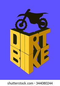 Motorcycle 3d logo, dirt bike words. Racing Background, vector illustration