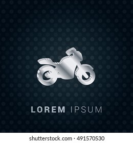 Motorcycle 3D silver/platinum metallic chromium precious Icon / Logo Design