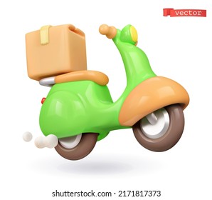 Motorcycle 3d Vector Cartoon Icon