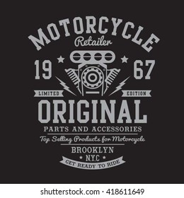 Motorcycle accessories typography, t-shirt graphics, vectors