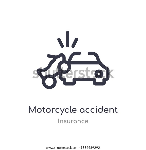 motorcycle accident outline icon.\
isolated line vector illustration from insurance collection.\
editable thin stroke motorcycle accident icon on white\
background