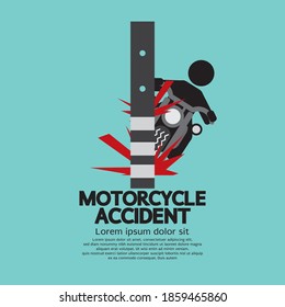 Motorcycle Accident With Pole Vector Illustration.