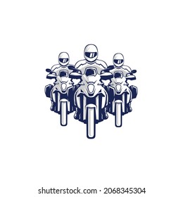 Motorcycle Adventure Touring Group Vector Illustration Isolated