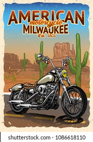 Motorcycle at American Desert Poster