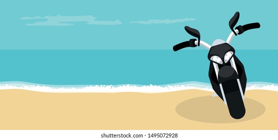 Motorcycle background parked on summer beach sand