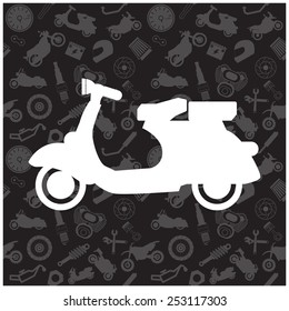 Motorcycle, background pattern and icon