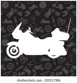 Motorcycle, background pattern and icon