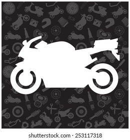 Motorcycle, background pattern and icon