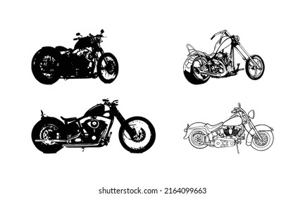 Motorcycle badges. Bikers club emblems, motorbike custom repair and wheel wings badge. Racing emblem, motorcycling racer logo or bike stamp. Retro motorcycles motor emblem set