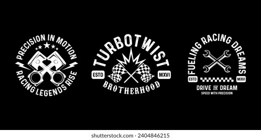 Motorcycle badges club emblems tshirt design Retro  Racing Typography Graphics