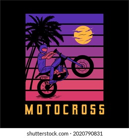 Motorcycle Beach typography for t-shirt print with palm,beach and motorcycle.Vintage poster.