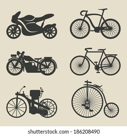motorcycle and bicycle icons - vector illustration. eps 8