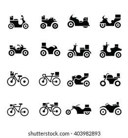 motorcycle and bicycle, Transport Icons