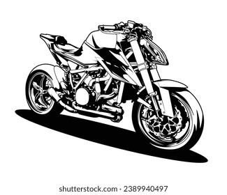 Motorcycle Big bike or super bike drawing vector illustration