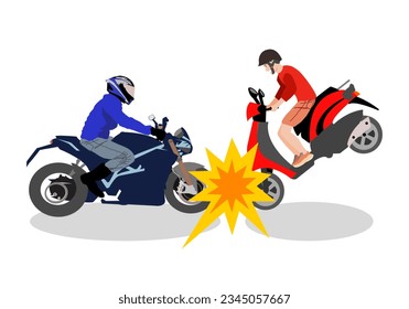 Motorcycle and bike crash on the road. Accident have happen every time everyday.