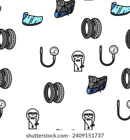 motorcycle bike motor sport vector seamless pattern thin line illustration