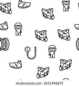 motorcycle bike motor sport vector seamless pattern thin line illustration