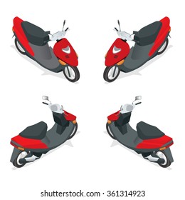 Motorcycle, bike, motorbike, scooter. Flat 3d isometric high quality city transport icon. 