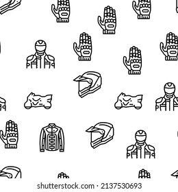 Motorcycle Bike Transport Types Vector Seamless Pattern Thin Line Illustration