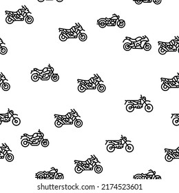 Motocicleta Bicicleta Tipos De Transporte Vector Patrón De Seamless Ilustración Línea Delgada Ilustración